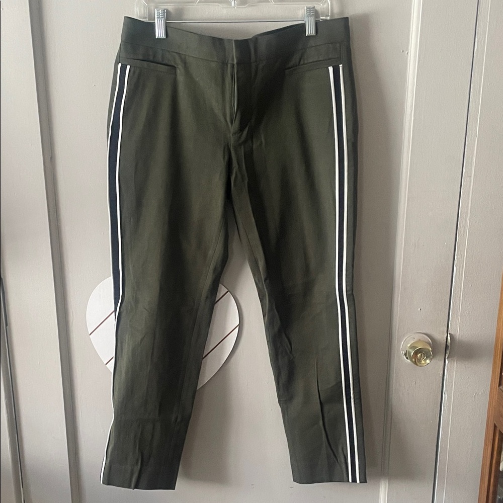Banana Republic Olive Green Chinos with Black & White Side Stripes